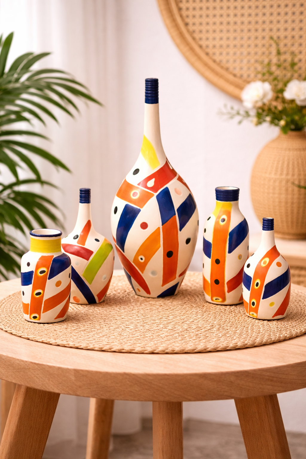 Handmade Moroccan Abstract Clay Vase