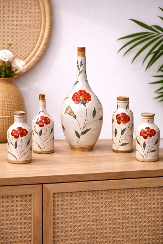 Handmade Moroccan Floral Clay Vase